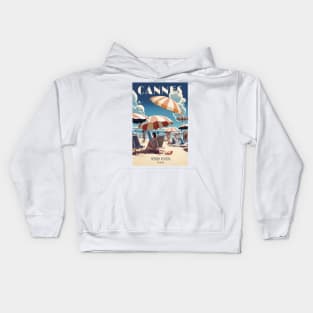 Cannes France, Vintage Travel Poster Kids Hoodie